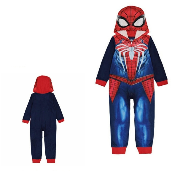 🌟🆕️ Spider-Man Hooded Fleece Union Suit Pajama, size 6 - Picture 1 of 6